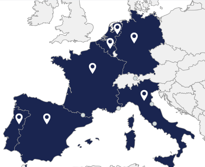 Carte de l'Europe montrant les zones d'investissement en France et dans la zone Euro.